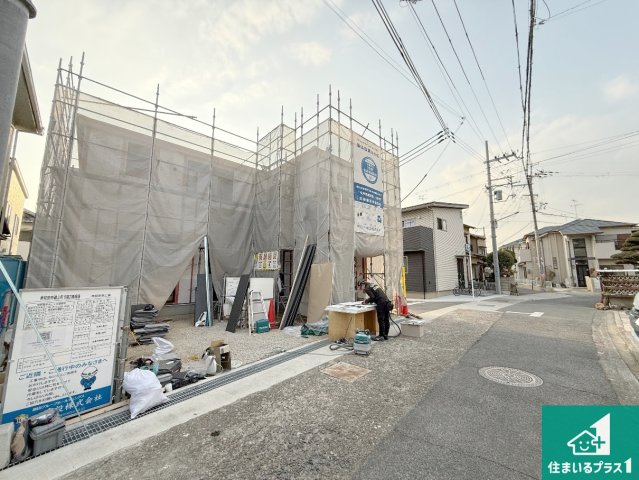 岸和田市磯上町　第6期　新築一戸建ての前面道路含む現地写真|周辺は落ち着いた街並みの住宅地！子育てがしやすい住環境です！まだ未完成ですが、現地でしかわからない事もございます。是非一度ご覧ください。