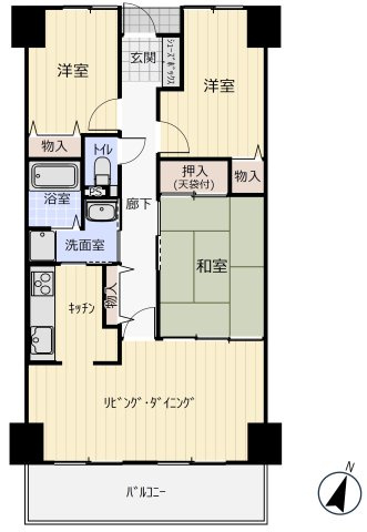 サーパス三津弐番館の間取り|家事動線に優れた間取りです