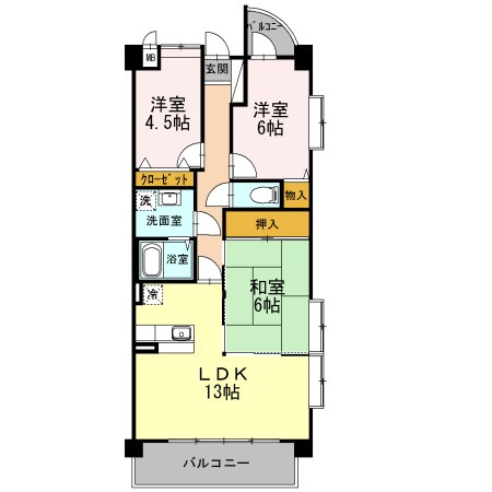 プラザハイツ二ツ屋の間取り