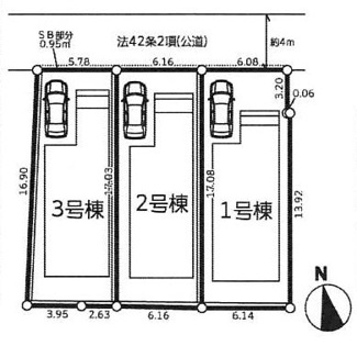 【区画図】 | 瀬谷区宮沢2丁目  1号棟 8期 | 1号棟　北側約4ｍ公道　駐車1台（車種によります）　敷地面積31.7坪　※セットバック持分（0.24㎡）有