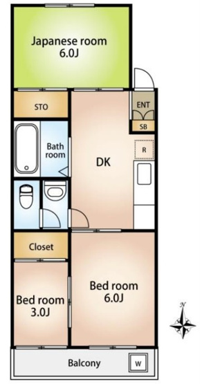 【間取り】 | 高島平ローヤルコーポ | 南向きのお部屋なので、陽当たり良好です！