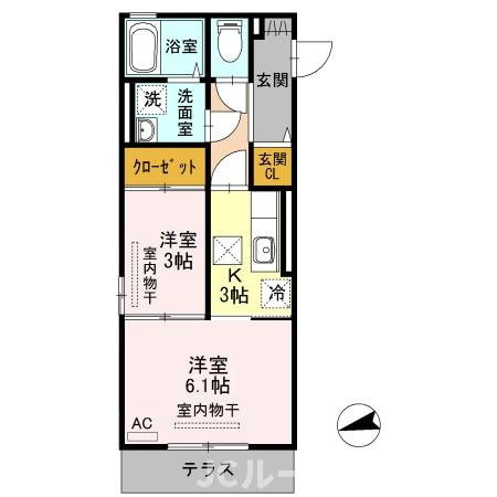 柏崎市茨目１丁目のアパートの間取り