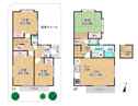 【間取り】 | 4LDKの間取り・1階2階それぞれにトイレ有り。2階上部に小屋裏収納もあります。