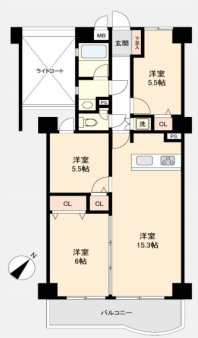 マリオン北本の間取り|マリオン北本、3LDK、土地面積76.57m2、建物面積11.23m2