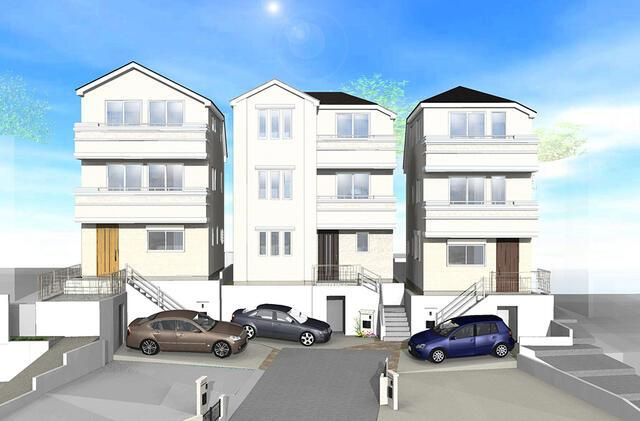 板橋区中台１丁目の新築一戸建の外観パース|完成イメージパース 
