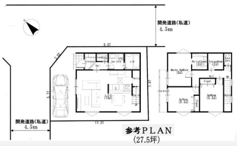 【土地図＋建物プラン例】