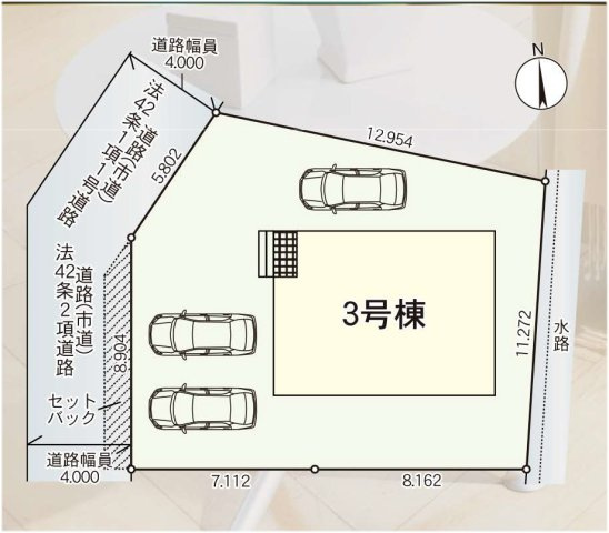 久留米市三潴町玉満　第8　3号棟の区画図