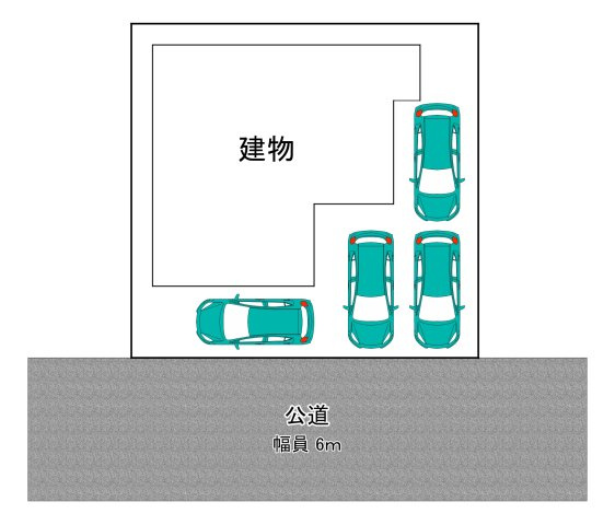 草津市追分南2丁目　中古戸建ての区画図|駐車4台可。（車種による）