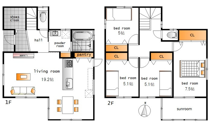 呉市宮原2丁目　新築一戸建て(全2棟)の間取り