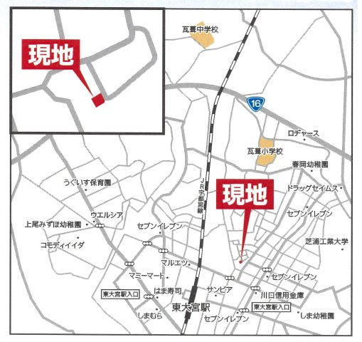 仲介手数料無料　新築戸建　上尾市瓦葺16期　全１棟の地図