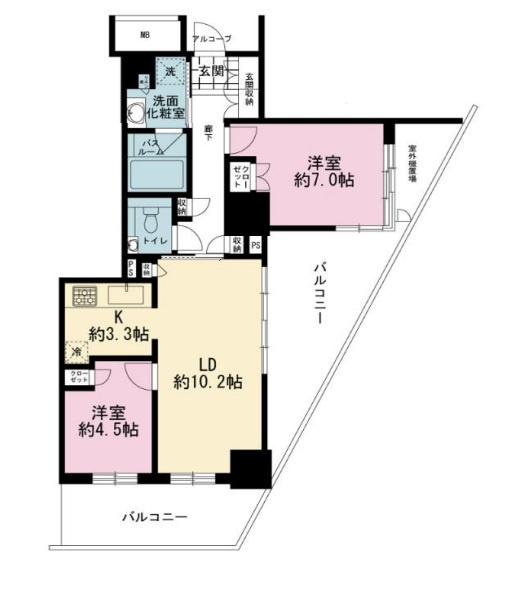 ステーションツインタワーズ糀谷フロント・ウエストの間取り|間取り　2LDK広々2面バルコニー付！