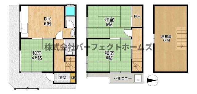 香里ヶ丘1丁目戸建　賃貸の間取り