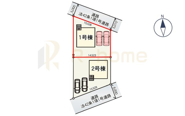 笠間市鯉淵第7　新築戸建て　1号棟の区画図|大きなお買い物だからこそ、メリット・デメリットを伝えさせて頂きます。
R-homeにお任せください♪