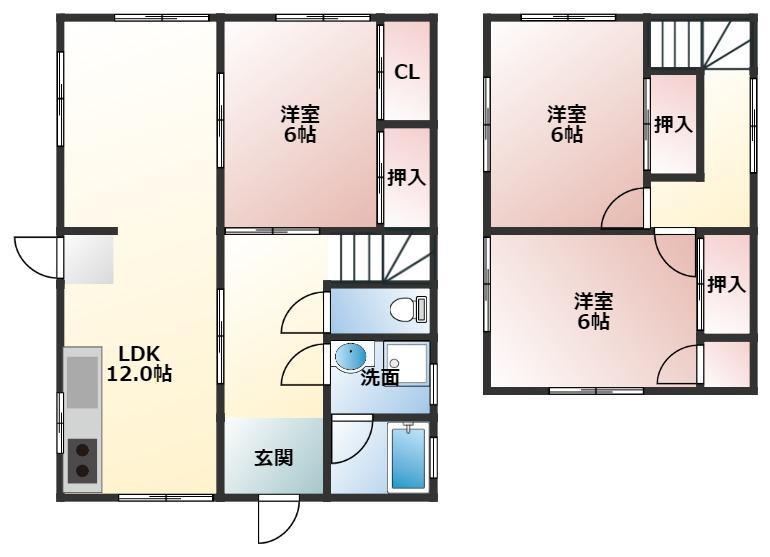 岩屋町貸家の間取り