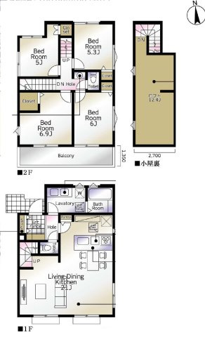 旭区善部町　新築戸建ての間取り