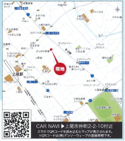 仲介手数料無料　上尾市仲町２丁目　新築戸建　全３棟の地図