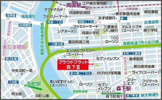 プラウドフラット森下Ⅲの地図| 