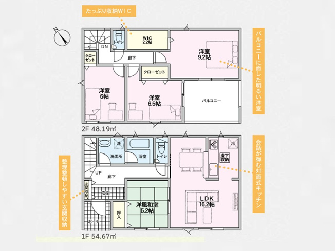 【間取り】 | クレイドルガーデン　大泉町吉田第12 | 全居室南向きのプランなので明るく過ごせます♪