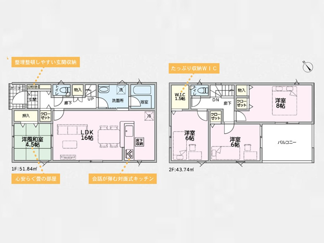 【間取り】 | クレイドルガーデン　大泉町吉田第12 | 全居室南向きのプランなので明るく過ごせます♪