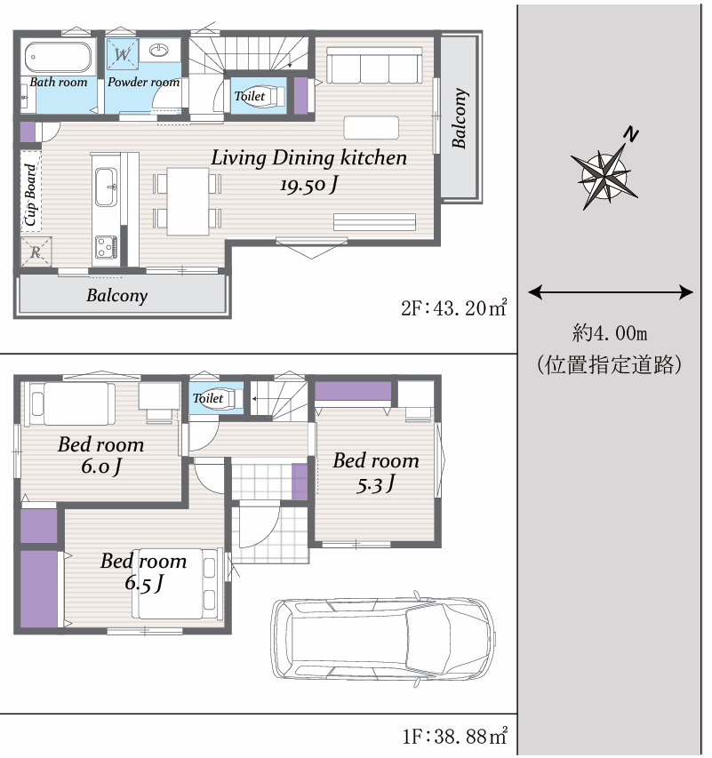 売地/ふじみ野市清見４丁目の地図|参考プラン
1900万円
3LDK
延べ床：82.08㎡

※今後変更となる可能性があります