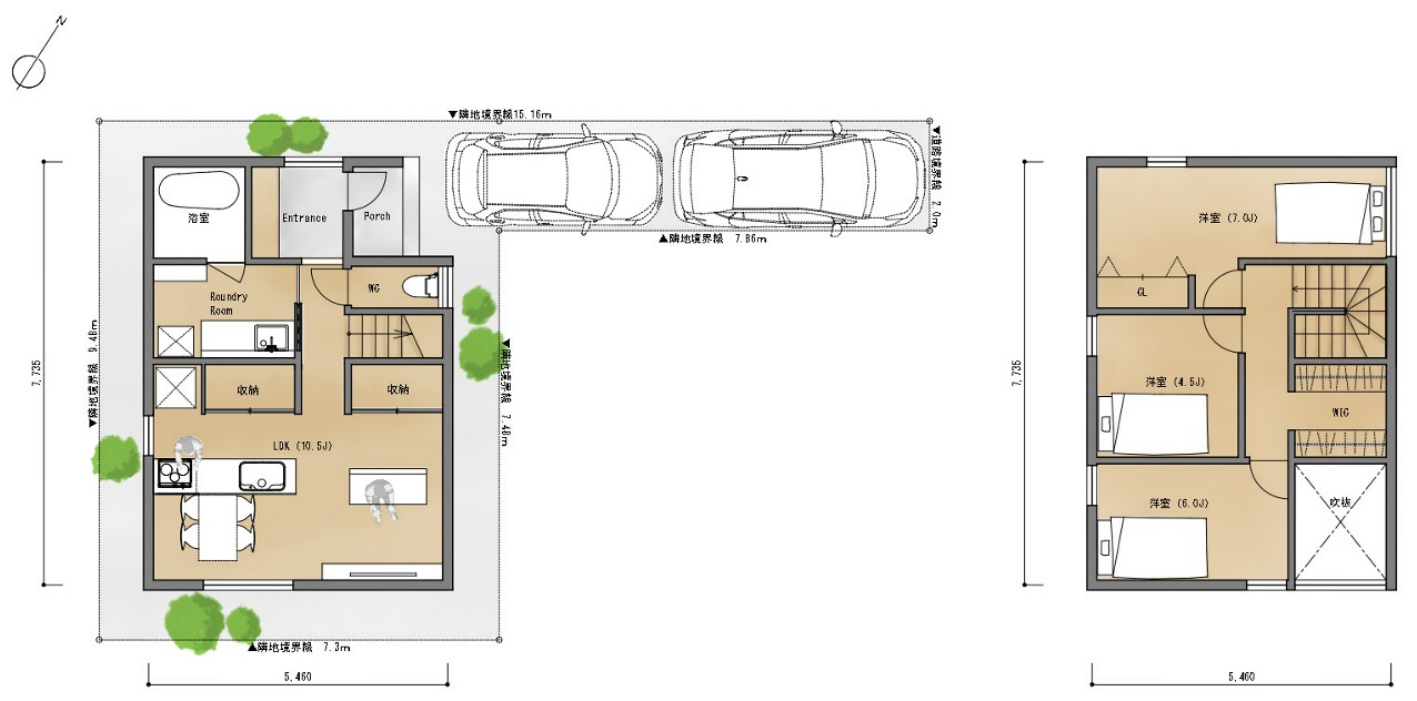 加古川市平岡町新在家の参考プラン|土地価格：680万円
プラン建物価格：2256万円
プラン間取り：3LDK
プラン建物面積：81.15ｍ2