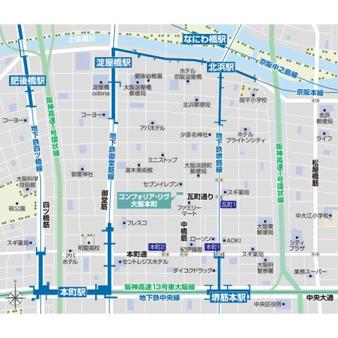 コンフォリア・リヴ大阪本町の地図