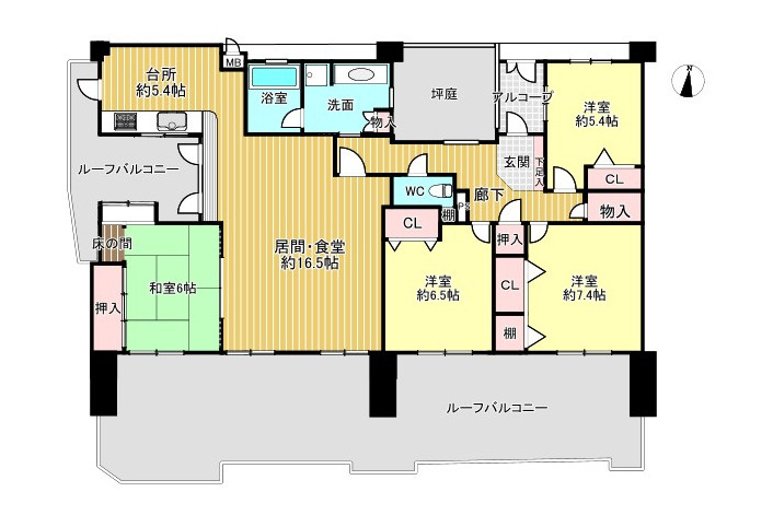 ファミール長良ヶ丘【14階】の間取り|平面図