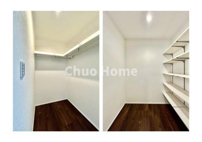 【収納】 | 葛飾区奥戸1丁目新築分譲住宅 | ウォークインクローゼット（左）・パントリー（右）