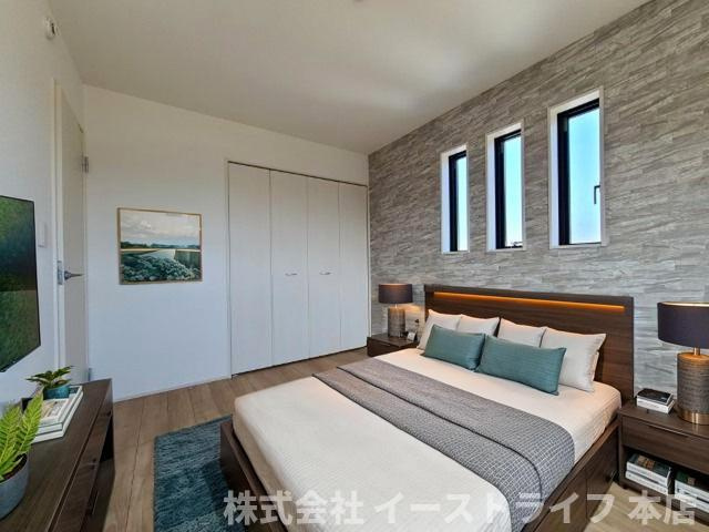 【新築戸建】　いわき市郷ケ丘4期の洋室|1号棟写真　洋室に家具を配置したイメージ画像です
※本画像はCGで作成しており、実際に現地に 家具は置かれておりません。また、価格に 家具は含まれておりません。