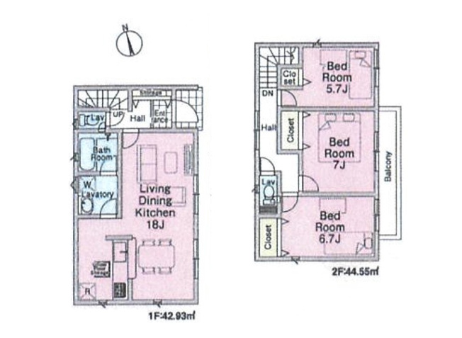 【間取り】 | 新座市畑中2丁目　新築一戸建住宅　全9棟　(志木本店) | 独立したLDKはエアコンの冷暖気を室外に逃さないので省エネにもなります。
キッチンから脱衣所への動線がスムーズ。