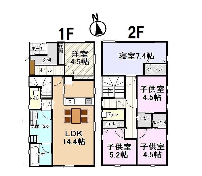 東根市神町東建売住宅【A棟】の間取り|A棟間取り図