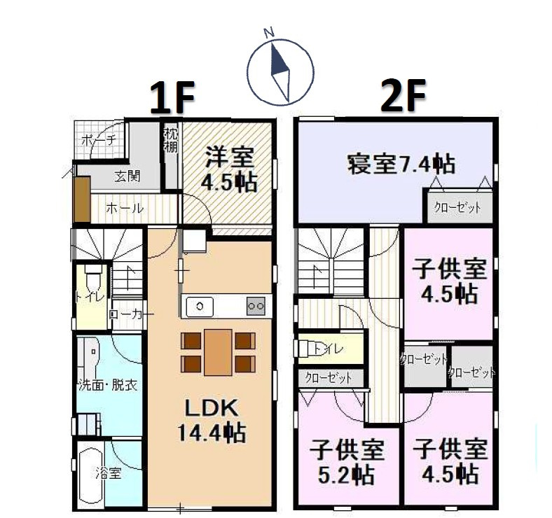 東根市神町東建売住宅【B棟】の間取り|A棟間取り図