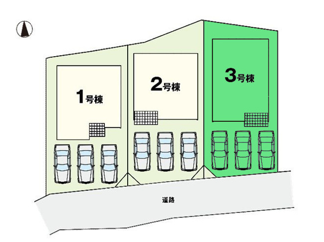 【区画図】 | アーバンスタイル高崎市上小鳥町2期ー③ | 南接道で日当たり良好な好立地！カースペースは並列3台駐車可能！