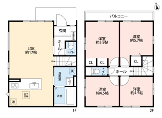 【間取り】 | 高槻市東上牧３丁目1号地　新築戸建