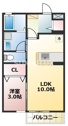 熊本市東区画図東２丁目のアパートの間取り