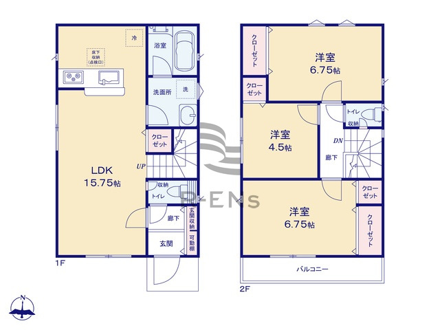 【間取り】 | 西東京市富士町１丁目　新築戸建て | 3LDK・土地面積95.40ｍ2・建物面積80.18ｍ2