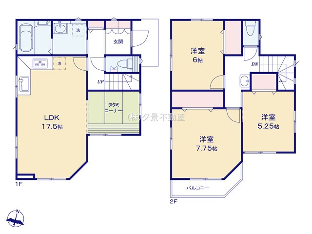 【間取り】 | 《仲介手数料無料》桜区大字下大久保1086-1(3号棟)新築一戸建ていろどりアイタウン