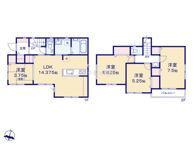 【間取り】 | 《仲介手数料無料》桜区大字下大久保1086-1(6号棟)新築一戸建ていろどりアイタウン