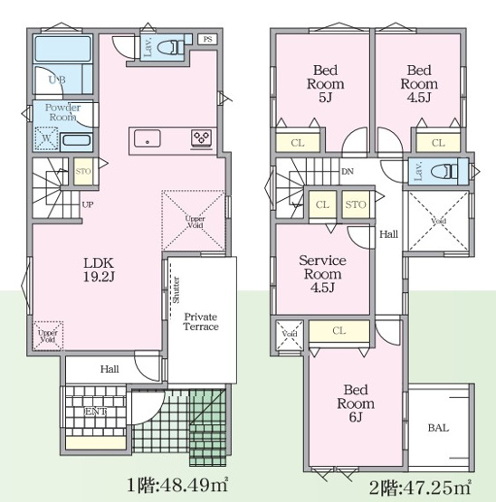 【間取り】 | 藤沢市石川　新築戸建て２棟 | 2号棟