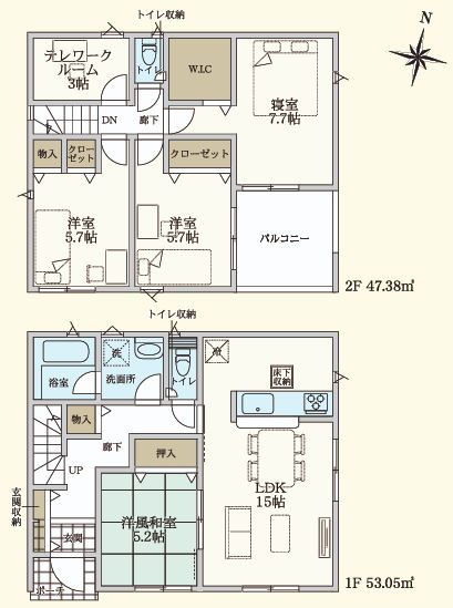 【間取り】 | 吉見町東野第20　 | ２号棟間取り図