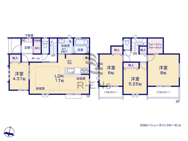【間取り】 | 西東京市富士町６丁目　新築戸建て　B号棟 | うれしい南向きバルコニーは陽当り良好、洗濯物の乾きも良し！