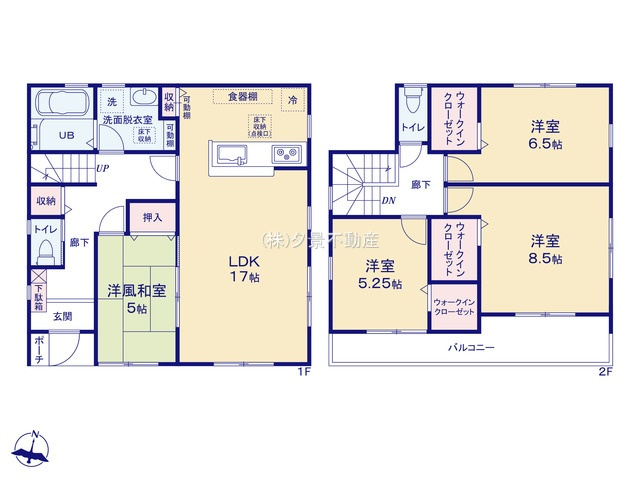 《仲介手数料無料》西区大字宝来369-1(5号棟)新築一戸建てリーブルガーデンの間取り