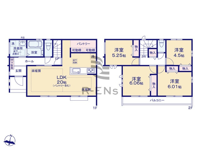 【間取り】 | 西東京市富士町６丁目　新築戸建て　C号棟 | うれしい南向きバルコニーは陽当り良好、洗濯物の乾きも良し！