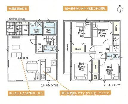 平塚市田村1丁目  新築戸建　の間取り|南向き　４LDKです。