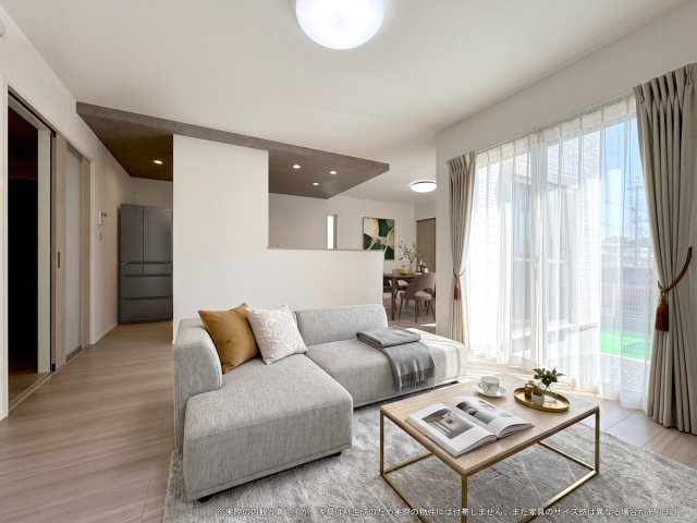 【居間・リビング】 | 【LDK　CG家具設置イメージ】
※画像に含まれる家具家電はCGで作成されたイメージです。実際の物件には付帯しません。