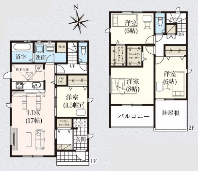 岡崎市赤渋町3期　新築分譲住宅　全3棟　2号棟の間取り
