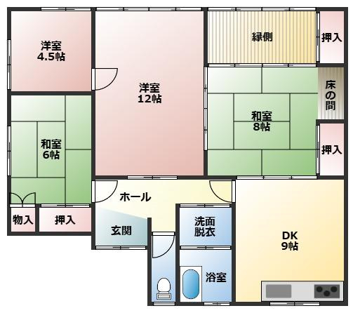 都城市下長飯町の中古一戸建の間取り