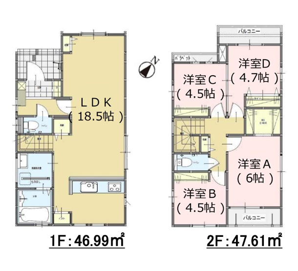 【間取り】 | 福岡市東区雁の巣1丁目4期　1号棟（全2棟）【仲介手数料無料・0円】 | 平日、土日祝日もお好きな日時にご見学可能です。お気軽にお問合せ下さい。