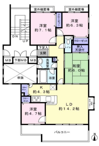 【間取り】 | 【仲介手数料無料】コスモ津田沼グレイスシティ　Ｄ棟 | 仲介O円団では掲載物件以外も仲介手数料無料にてご購入いただけます！