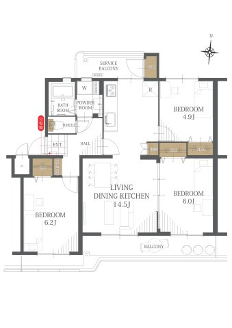 【間取り】湘南長沢グリーンハイツ7-3号棟 